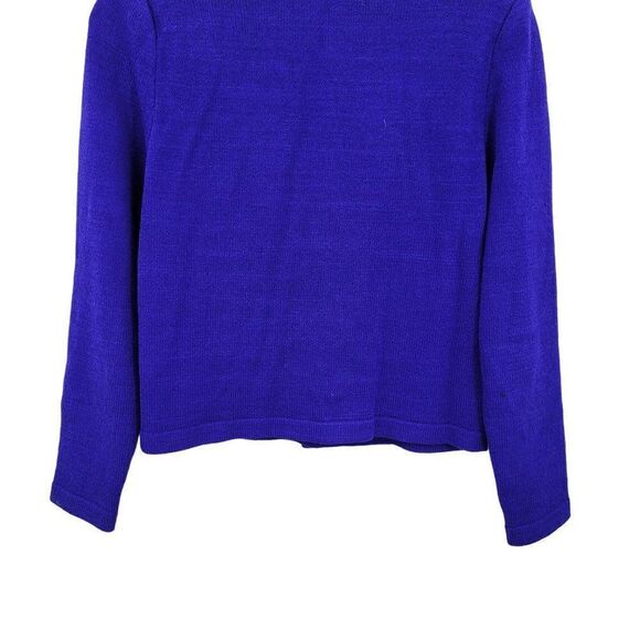 Vintage 80's Sweater Cardigan Wool Santana Knit Button Down Electric Blue S - Picture 9 of 11